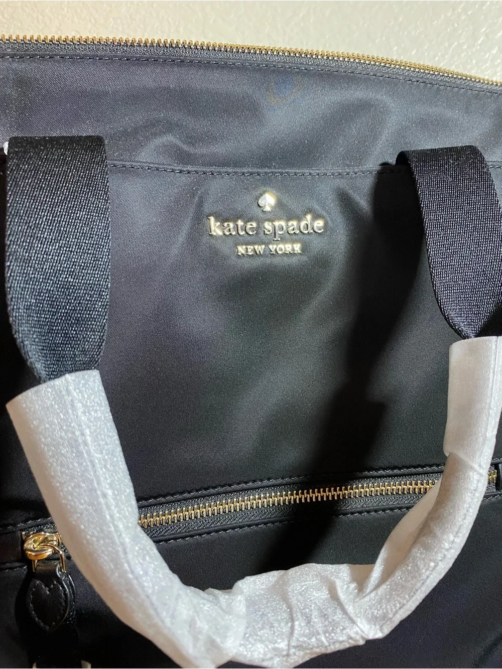 kate spade Black Nylon Laptop Tote with Gold Hardware